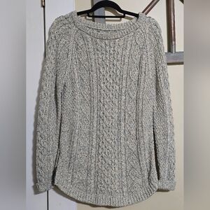 LL Bean Signature Sweater Women's S Teal / Ivory Cable Knit Pullover Sweater S.